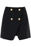 Balmain Wool Grain De Poudre Mini Skirt In Black