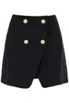 Balmain Wool Grain De Poudre Mini Skirt In Black