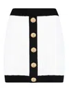 Balmain Button-embellished Two-tone Ribbed-knit Mini Skirt