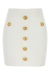 Balmain Knit Mini Skirt With Embossed Buttons Women In White