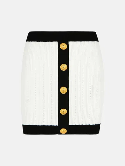 Balmain Mini Skirt In White Viscose Blend
