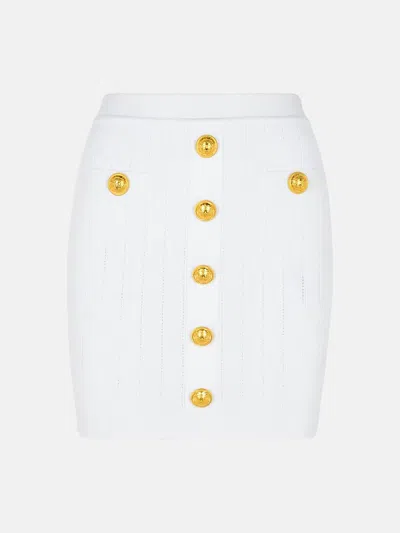 Balmain Mini Skirt In White Viscose Blend