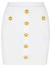 Balmain Knit Mini Skirt With Embossed Buttons Women In White