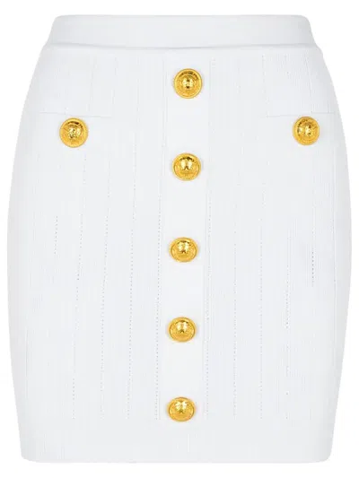 BALMAIN BALMAIN MINI SKIRT IN WHITE VISCOSE BLEND