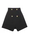 Balmain Wool Grain De Poudre Mini Skirt In Negro