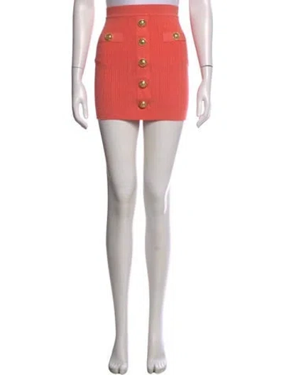 Pre-owned Balmain Mini Skirt In Orange