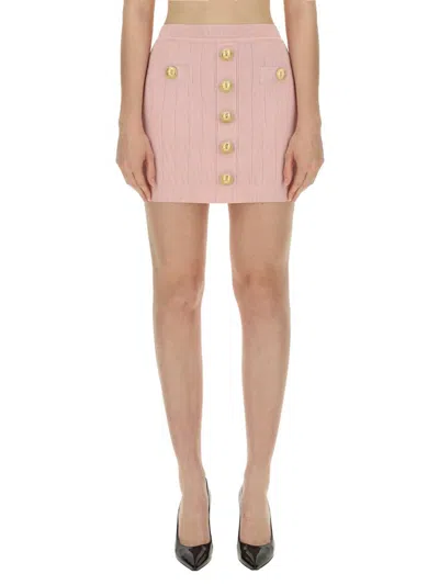 Balmain Mini Skirt In Pink