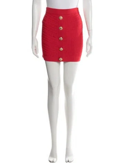 Pre-owned Balmain Mini Skirt In Red
