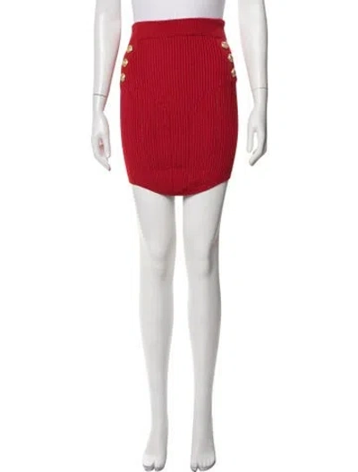 Pre-owned Balmain Mini Skirt In Red