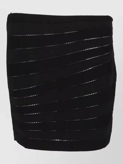 Balmain Mini Skirt Sheer Panels Horizontal Stripes In Black