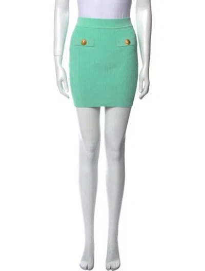 Pre-owned Balmain Mini Skirt W/ Tags In Green