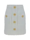 Balmain Eyelash Crop Top With Logoed Buttons In White