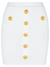 Balmain Knit Mini Skirt With Embossed Buttons Women In White