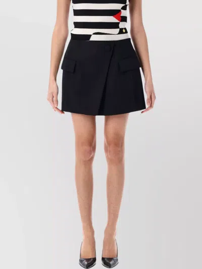 Balmain Mini Skirt With Asymmetric Wrap Design In Black