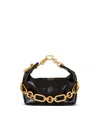 Balmain Sync Black Mini Handbag With Chain-link And Logo Plaque In Leather Woman In Black