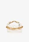 Balmain Mini Sync Padlock Chain Tote Bag In Sand