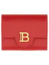Balmain B-buzz Logo-plaque Leather Wallet In Red