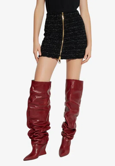 Balmain Mini Tweed Skirt In Black