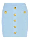 Balmain Light Blue Viscose Blend Miniskirt In Light Blue