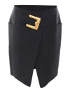 Balmain Short Belted Skirt In Black