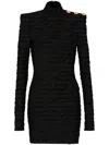 Balmain High Neck Body-con Mini Dress With Shoulder Buttons In Black