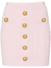 BALMAIN PINK BUTTON-EMBOSSED PENCIL SKIRT