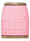 Balmain Chain-embellished Tweed Miniskirt In Pink