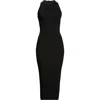 Balmain Cutout Ribbed-knit Halterneck Midi Dress In Black