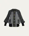 Balmain Oversized Bomber Jacket In Mixed Tweed In Black