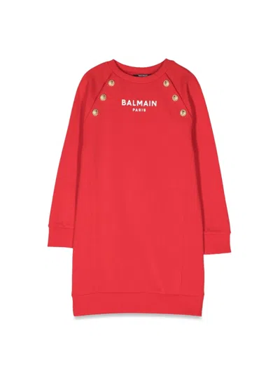 Balmain ml Sweatshirt Dress Logo And Buttons In Animal Print