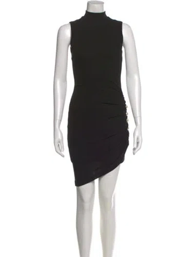 Pre-owned Balmain Mock Neck Knee-length Dress In Black