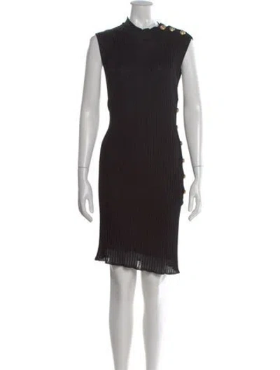 Pre-owned Balmain Mock Neck Knee-length Dress In Black