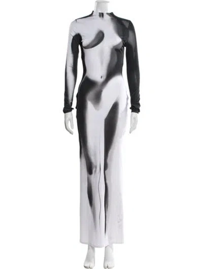 Pre-owned Balmain Mock Neck Long Dress In Black