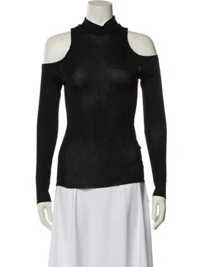 Pre-owned Balmain Mock Neck Long Sleeve Top In Black