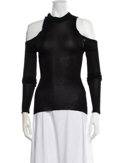 Pre-owned Balmain Mock Neck Long Sleeve Top In Black