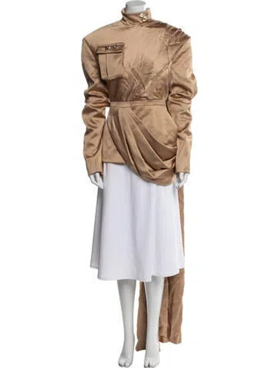 Pre-owned Balmain Mock Neck Long Sleeve Top In Neutral