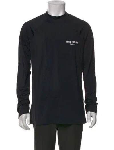 Pre-owned Balmain Mock Neck Long Sleeve T-shirt In Black