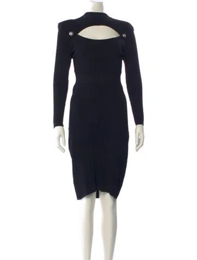 Pre-owned Balmain Mock Neck Midi Length Dress In Black