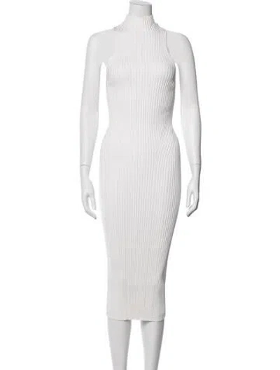 Pre-owned Balmain Mock Neck Midi Length Dress In Neutral