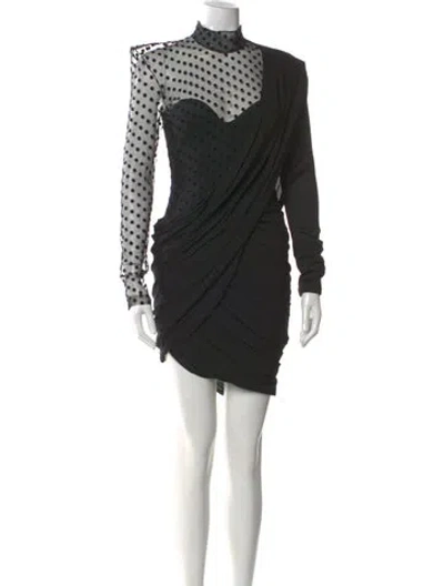 Pre-owned Balmain Mock Neck Mini Dress In Black