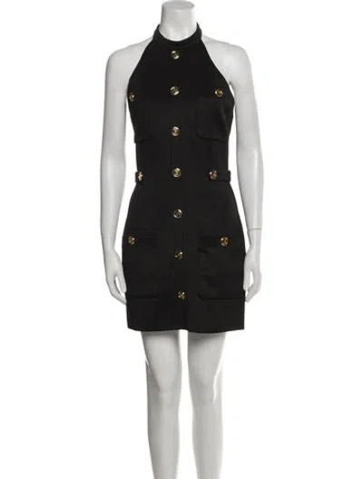 Pre-owned Balmain Mock Neck Mini Dress In Black