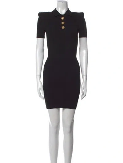 Pre-owned Balmain Mock Neck Mini Dress In Black