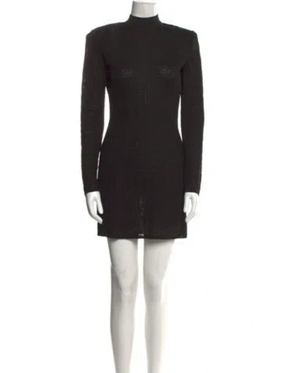 Pre-owned Balmain Mock Neck Mini Dress In Black