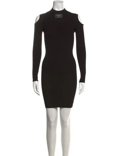 Pre-owned Balmain Mock Neck Mini Dress In Black