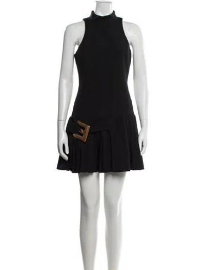 Pre-owned Balmain Mock Neck Mini Dress In Black