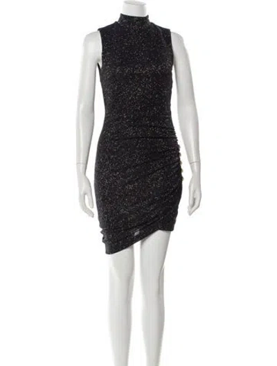 Pre-owned Balmain Mock Neck Mini Dress In Blue