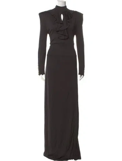 Pre-owned Balmain Mock Neck Mini Dress In Gray