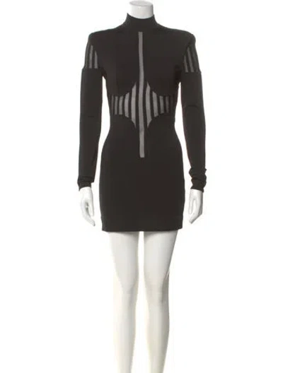 Pre-owned Balmain Mock Neck Mini Dress In Green