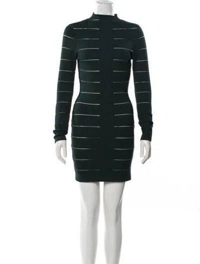 Pre-owned Balmain Mock Neck Mini Dress In Green