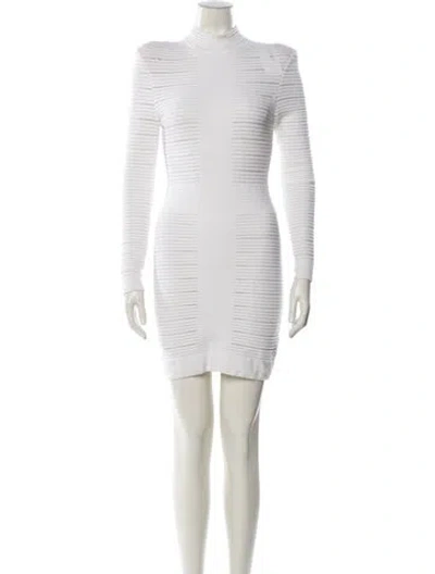 Pre-owned Balmain Mock Neck Mini Dress In Neutral